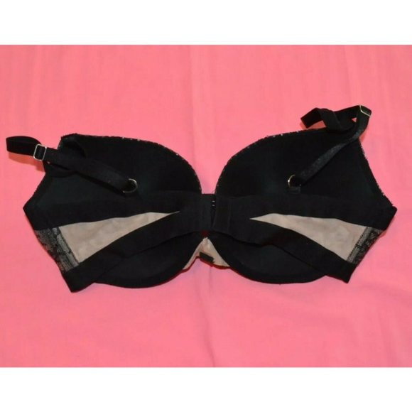 Victoria Secret 34D DREAM ANGELS Black Lace Padded Push Up Bra Add 1 Cup - Picture 3 of 8